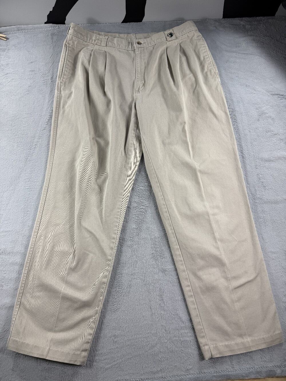 VINTAGE Duck Head Mens Tan Pleated Chino Cotton Pants Size 38x30